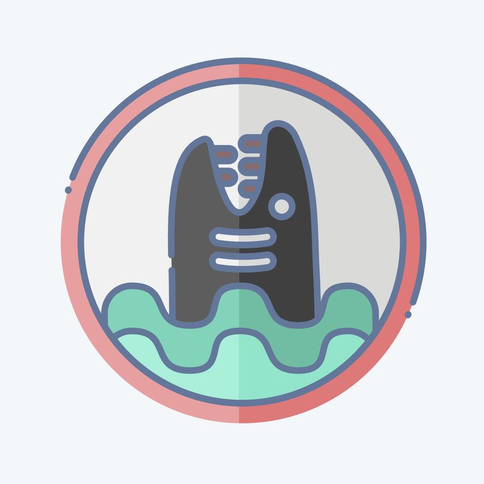 Icon Warning Diving. related to Diving symbol. doodle style. simple design illustration vector
