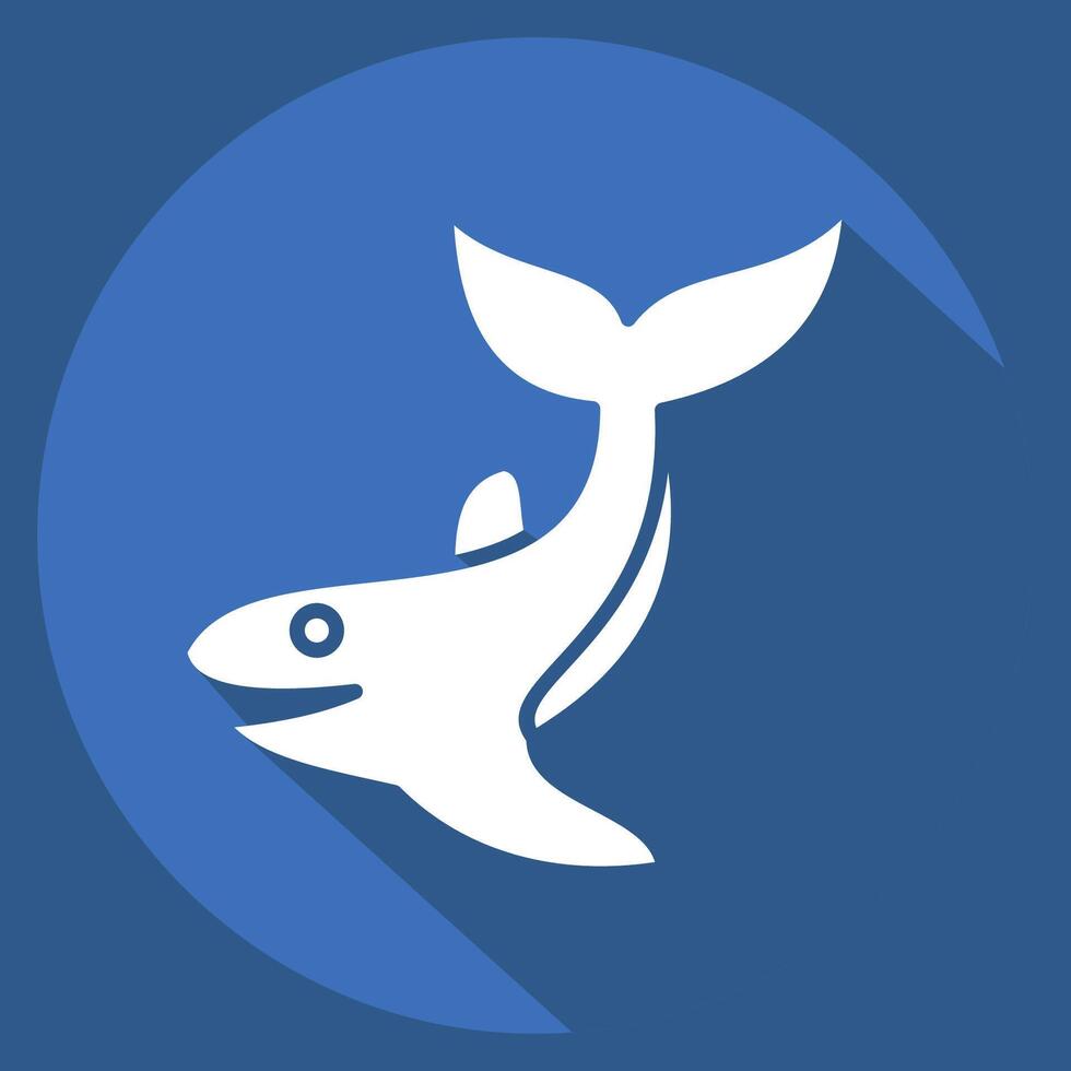 icono ballena. relacionado a buceo símbolo. largo sombra estilo. sencillo diseño ilustración vector