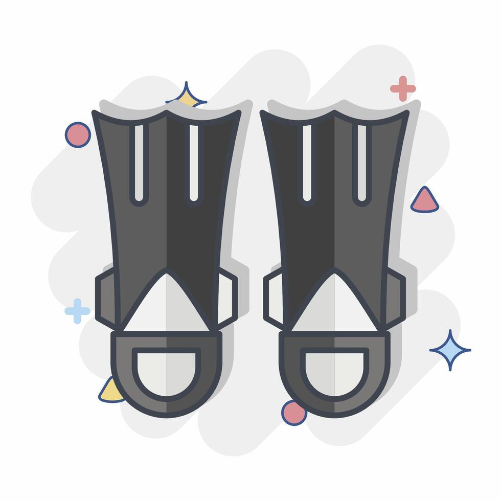 Icon Fins Diving. related to Diving symbol. comic style. simple design illustration vector