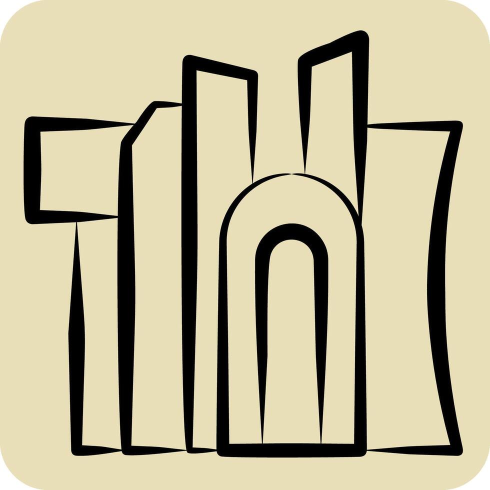 icono Doha. relacionado a Katar símbolo. mano dibujado estilo. sencillo diseño ilustración. vector