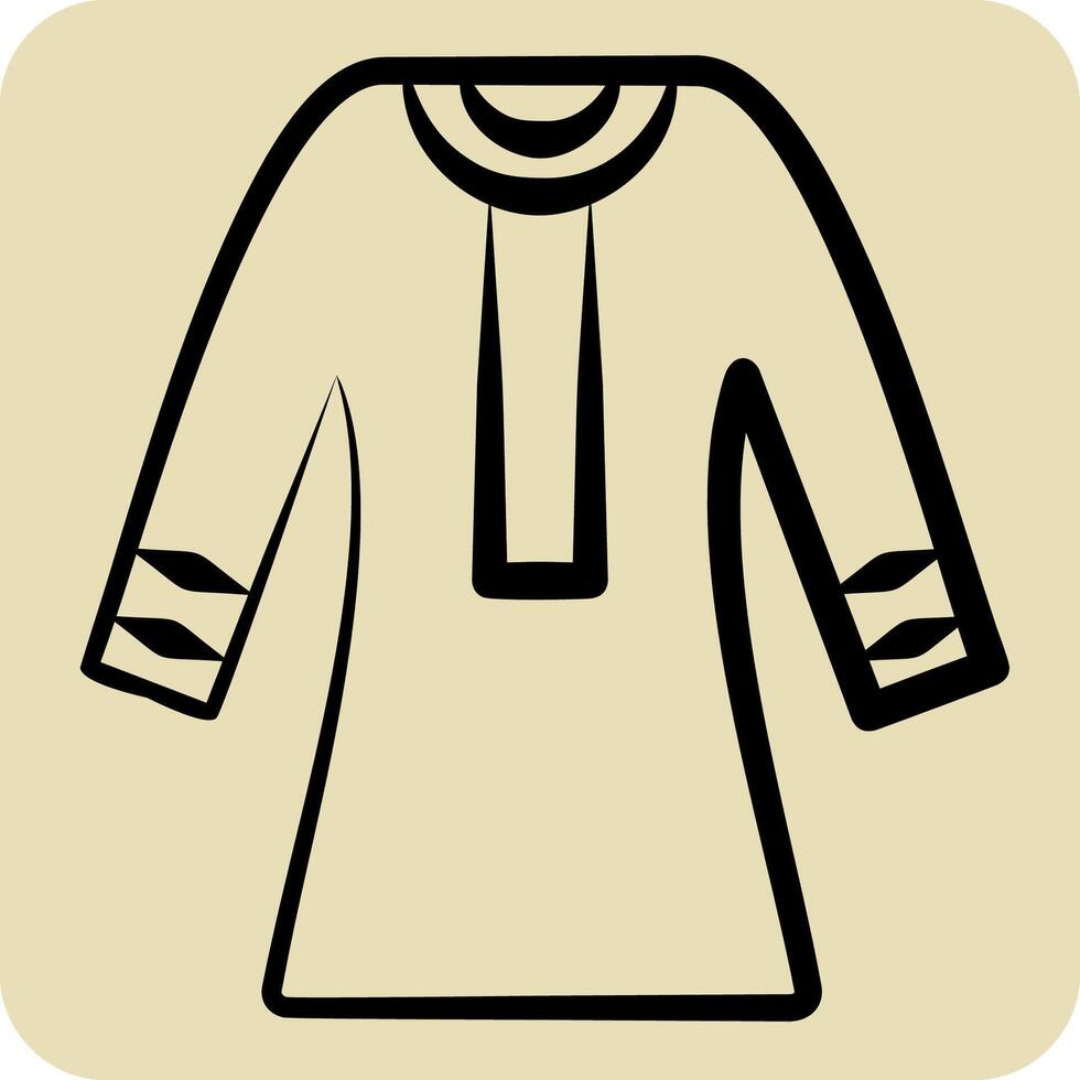 Icon Kandura. related to Qatar symbol. hand drawn style. simple design illustration. vector