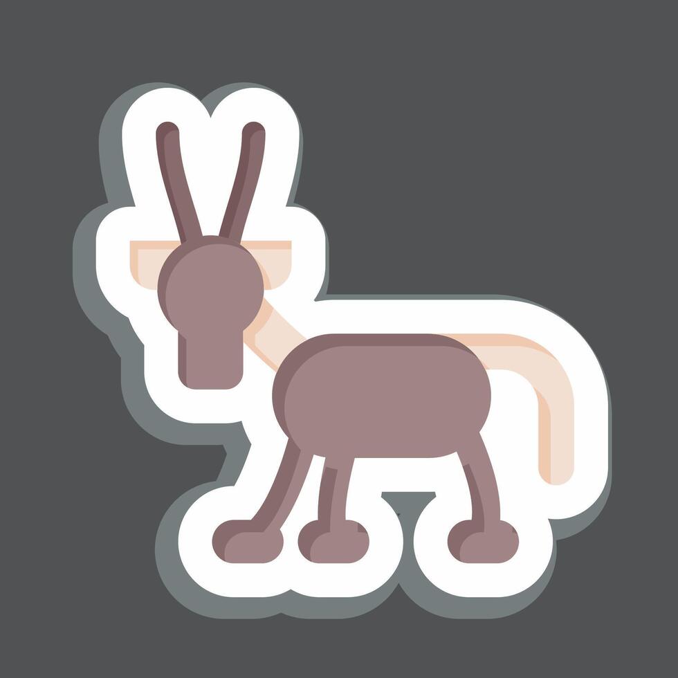 Sticker Arabian Oryx. related to Qatar symbol. simple design illustration. vector