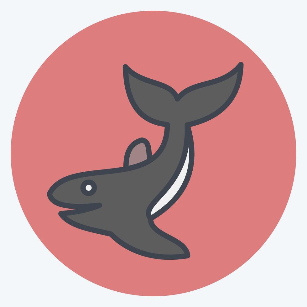 icono ballena. relacionado a buceo símbolo. color compañero estilo. sencillo diseño ilustración vector