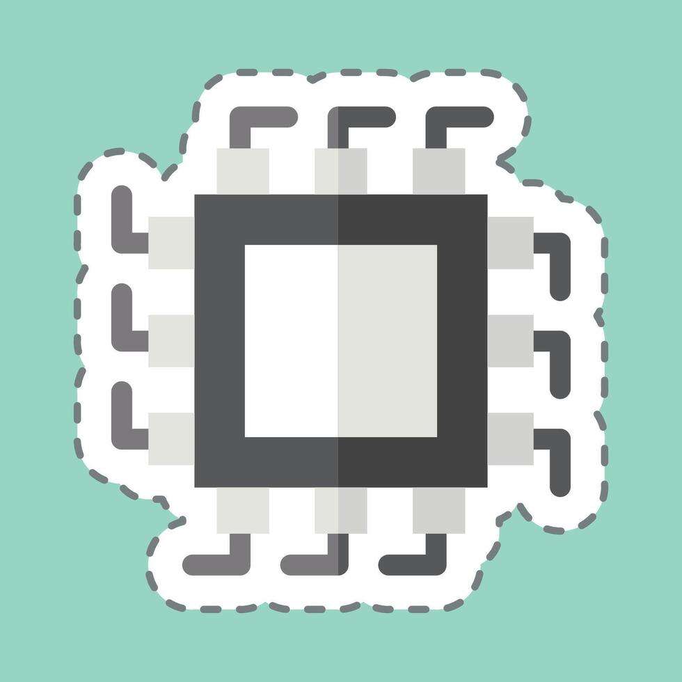 pegatina línea cortar chip. relacionado a social red símbolo. sencillo diseño ilustración vector