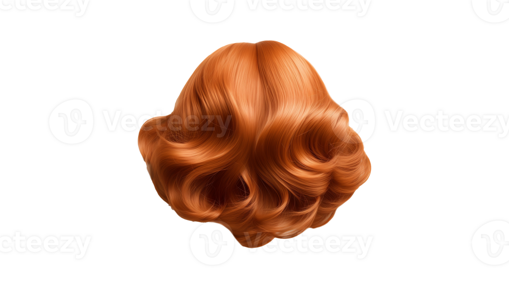 AI generated Hair wig mockup cut out. Red hair wig on transparent background png