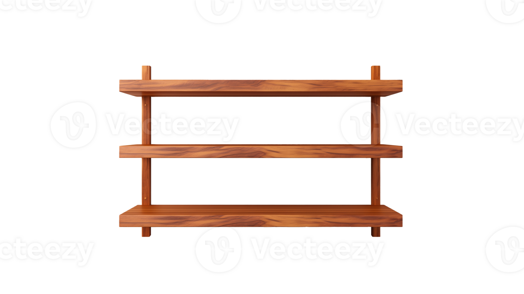 AI generated Wooden shelf cut out. Isolated wooden shelf on transparent background png
