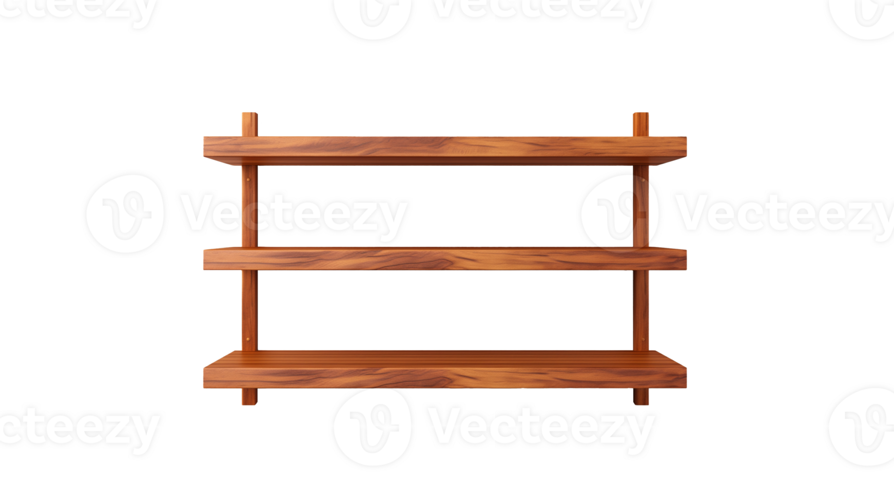 ai generado de madera estante cortar afuera. aislado de madera estante en transparente antecedentes png