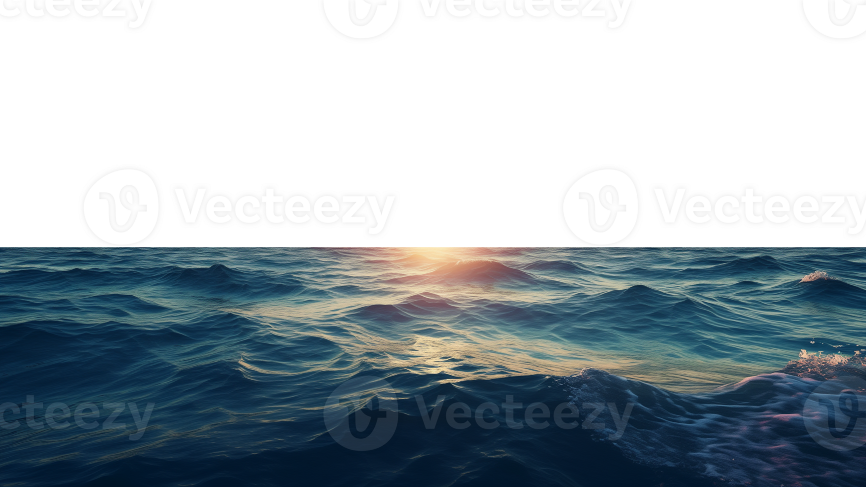 AI generated Ocean with transparent sky. Isolated ocean with cut out sky png