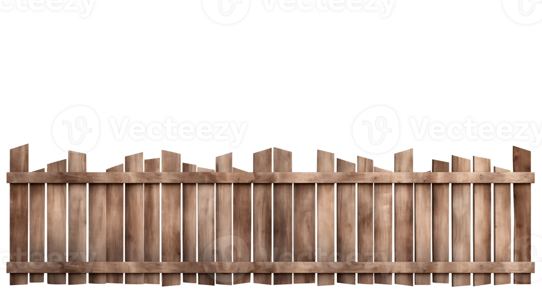 AI generated Wooden fence cut out. Isolated brown wooden fence on transparent background png
