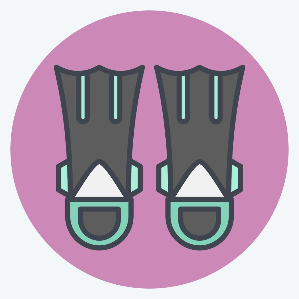 Icon Fins Diving. related to Diving symbol. color mate style. simple design illustration vector
