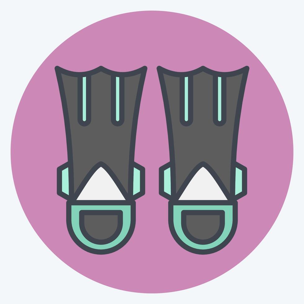 Icon Fins Diving. related to Diving symbol. color mate style. simple design illustration vector