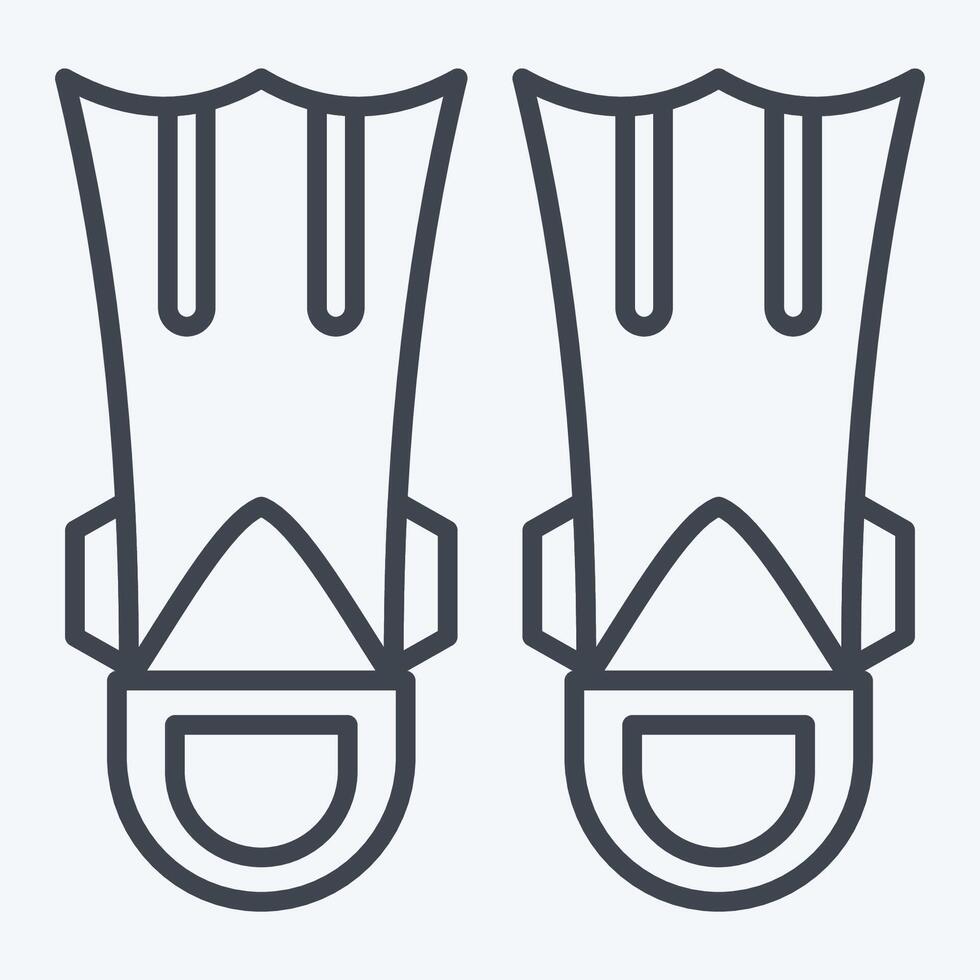 Icon Fins Diving. related to Diving symbol. line style. simple design illustration vector