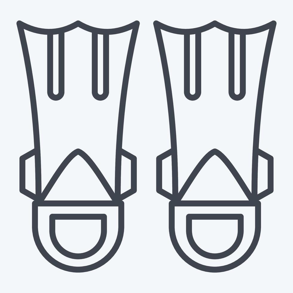 Icon Fins Diving. related to Diving symbol. line style. simple design illustration vector