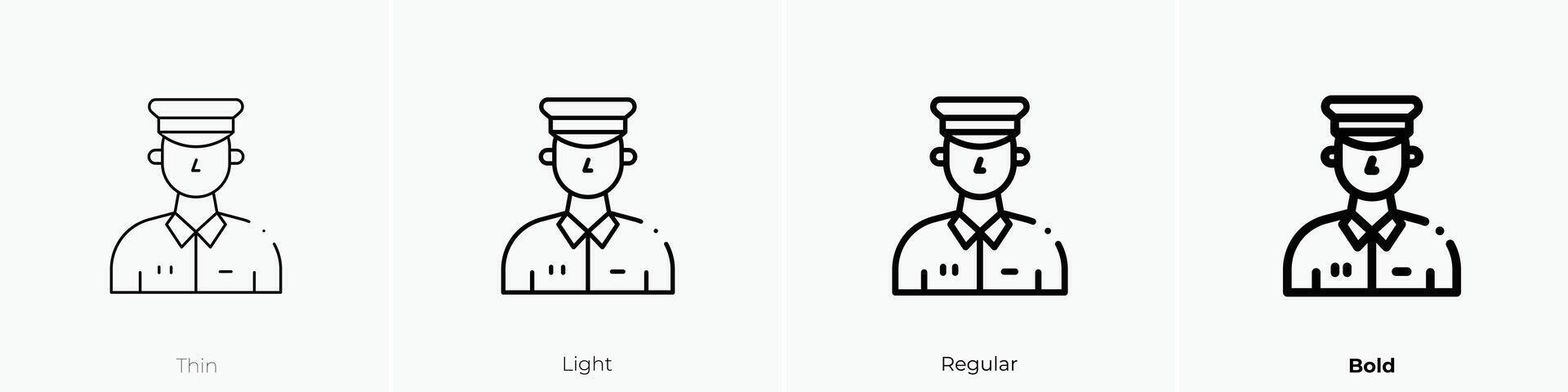 officer icon. Thin, Light, Regular And Bold style design isolated on white background vector