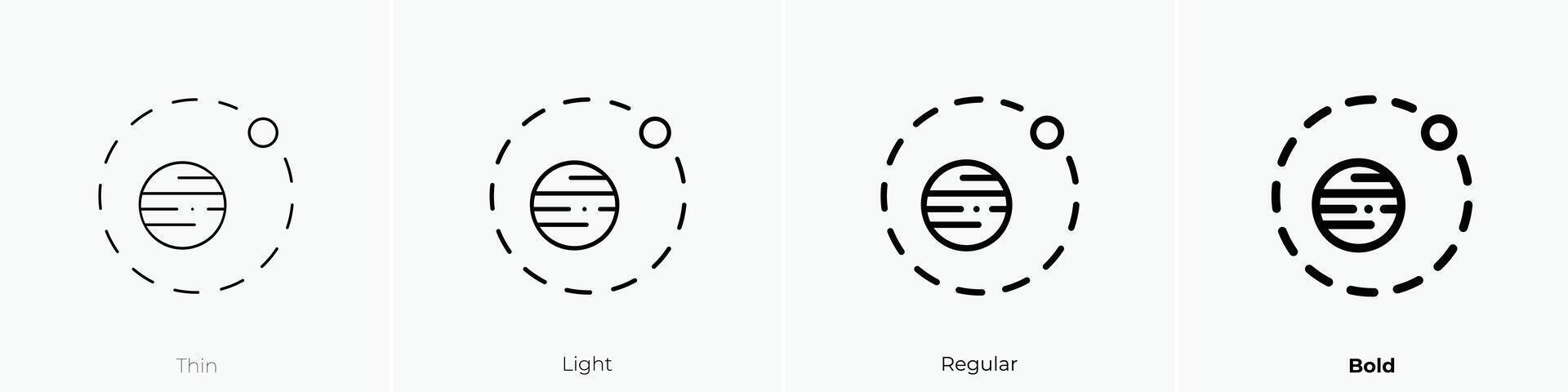 orbita icono. delgado, luz, regular y negrita estilo diseño aislado en blanco antecedentes vector