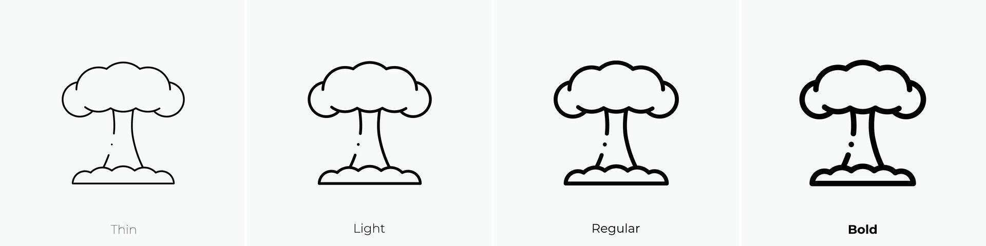 nuclear explosion icon. Thin, Light, Regular And Bold style design isolated on white background vector