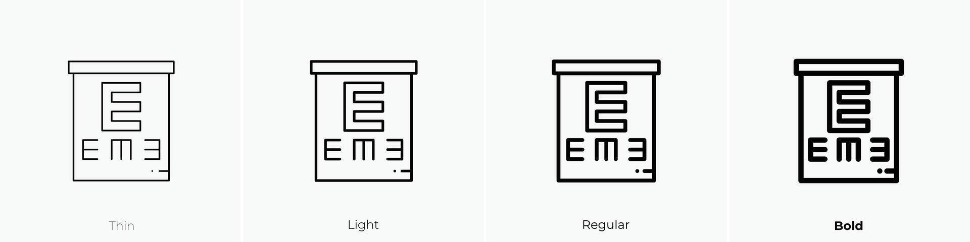 oftalmología icono. delgado, luz, regular y negrita estilo diseño aislado en blanco antecedentes vector