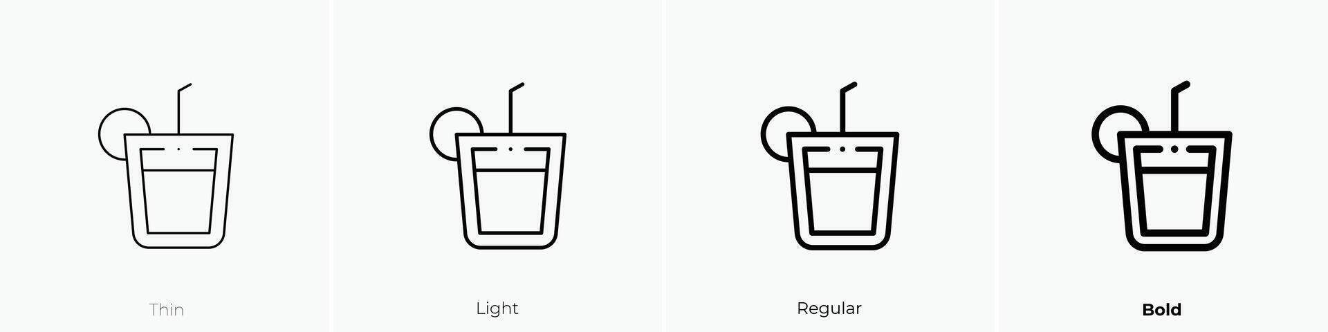 orange juice icon. Thin, Light, Regular And Bold style design isolated on white background vector