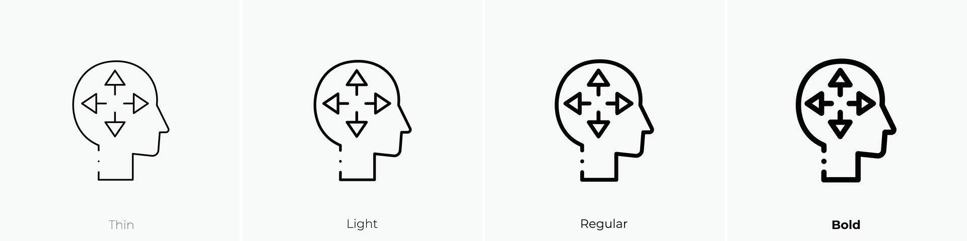 abierto mente icono. delgado, luz, regular y negrita estilo diseño aislado en blanco antecedentes vector