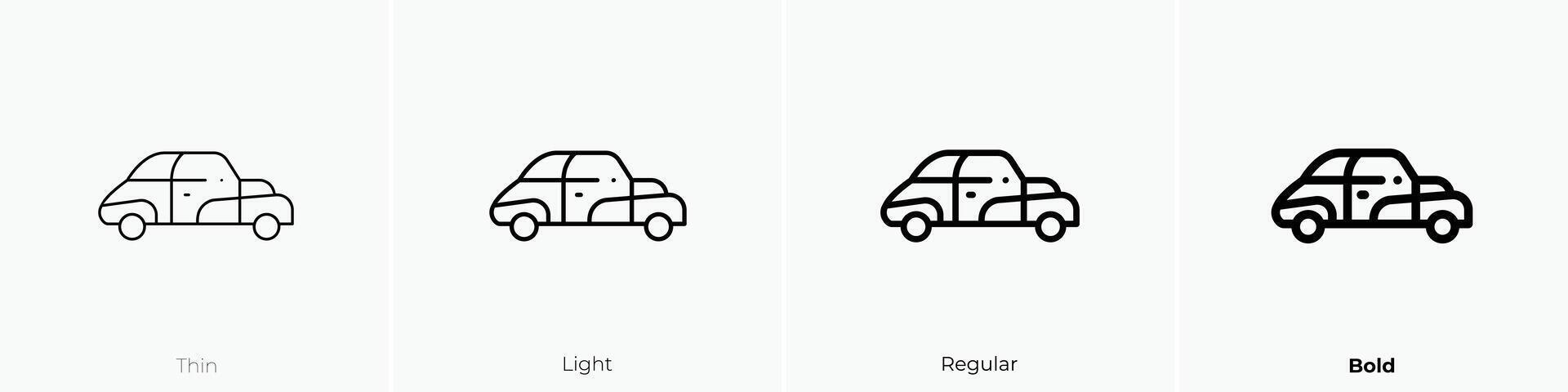 old car icon. Thin, Light, Regular And Bold style design isolated on white background vector