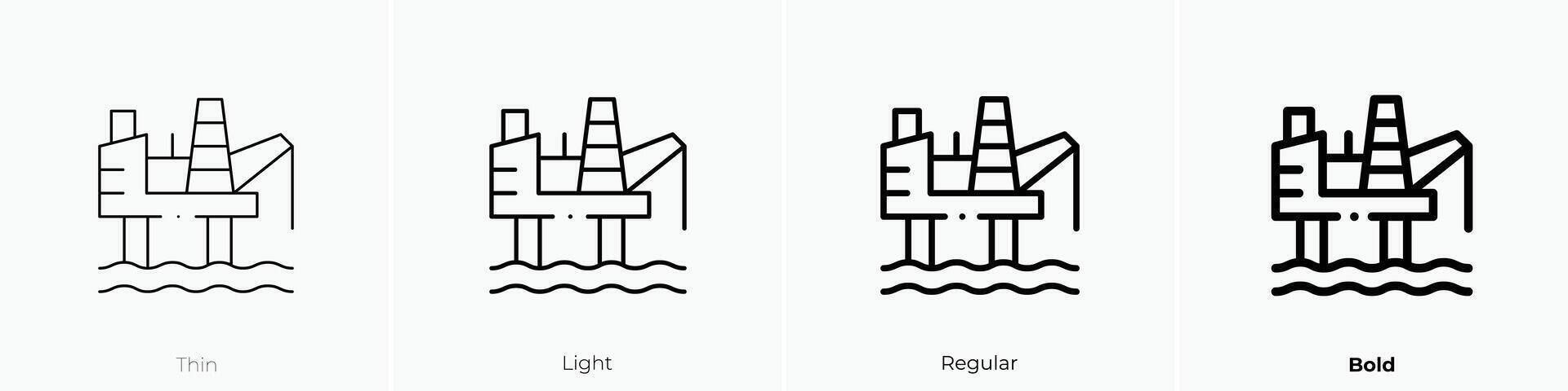 petróleo plataforma icono. delgado, luz, regular y negrita estilo diseño aislado en blanco antecedentes vector