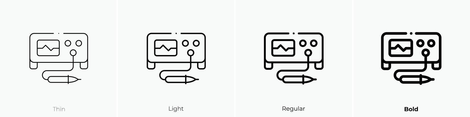 osciloscopio icono. delgado, luz, regular y negrita estilo diseño aislado en blanco antecedentes vector