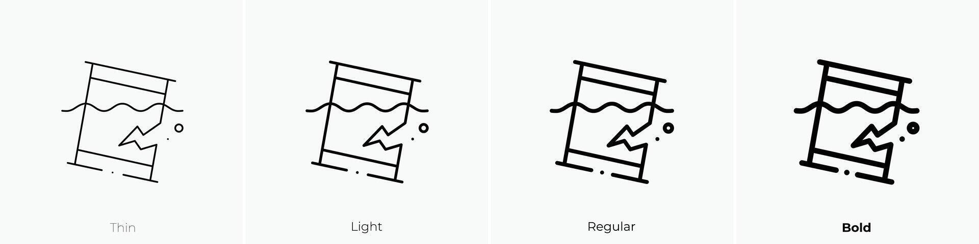 petróleo derramar icono. delgado, luz, regular y negrita estilo diseño aislado en blanco antecedentes vector