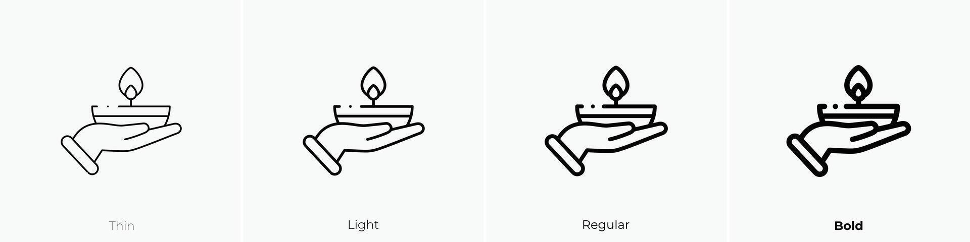 oil lamp icon. Thin, Light, Regular And Bold style design isolated on white background vector