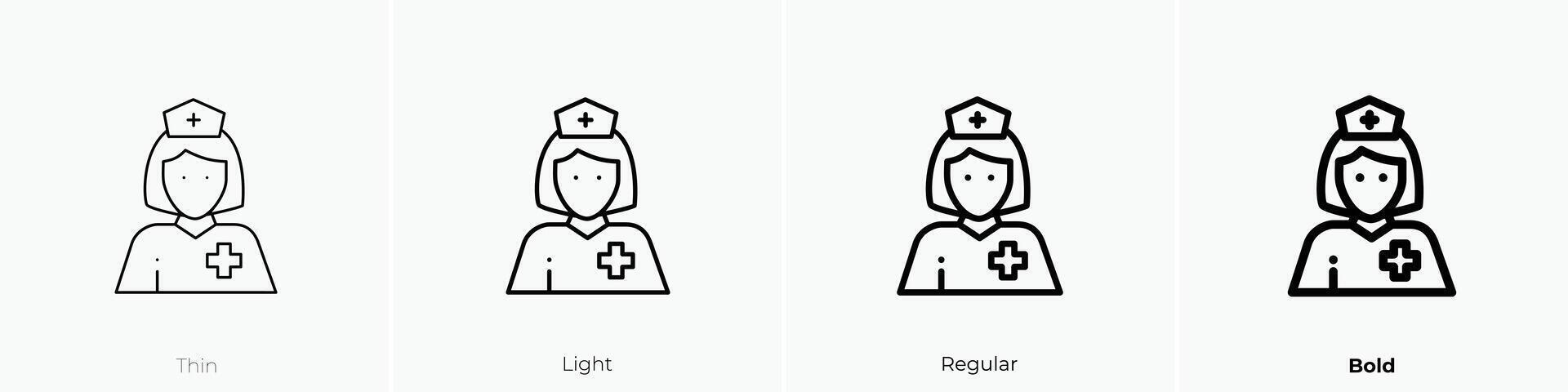 nurse icon. Thin, Light, Regular And Bold style design isolated on white background vector