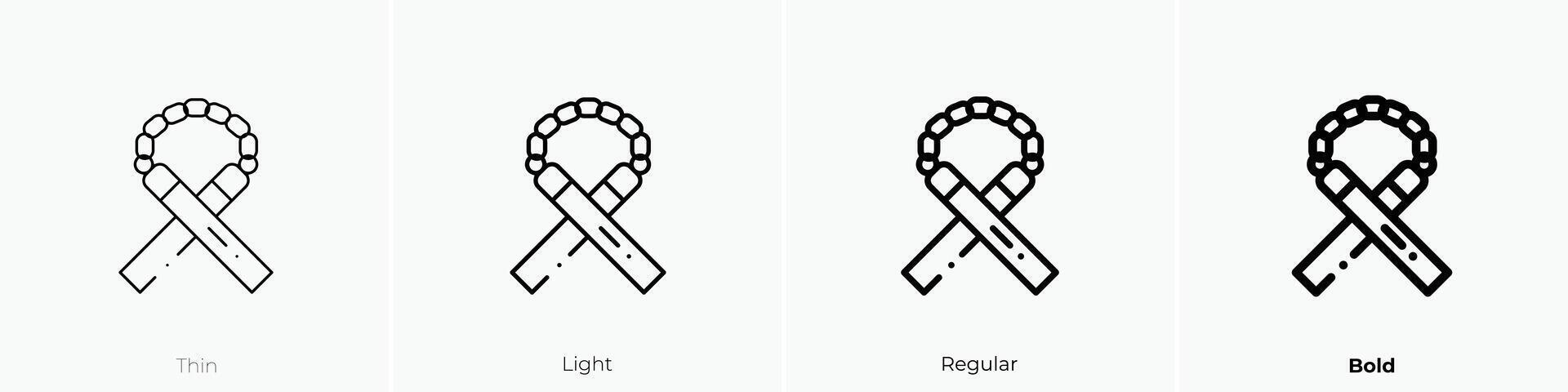 nunchaku icono. delgado, luz, regular y negrita estilo diseño aislado en blanco antecedentes vector