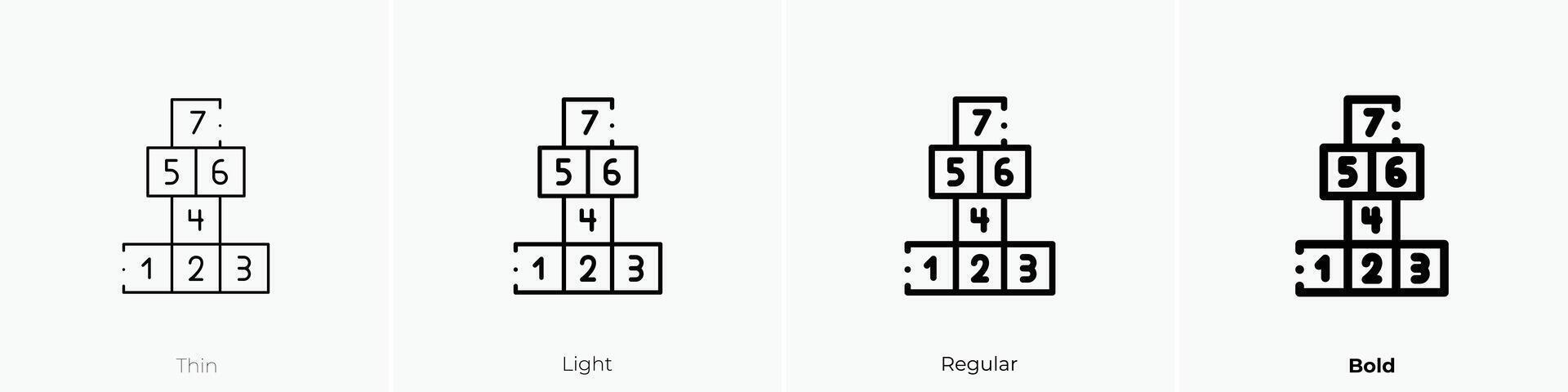 number icon. Thin, Light, Regular And Bold style design isolated on white background vector