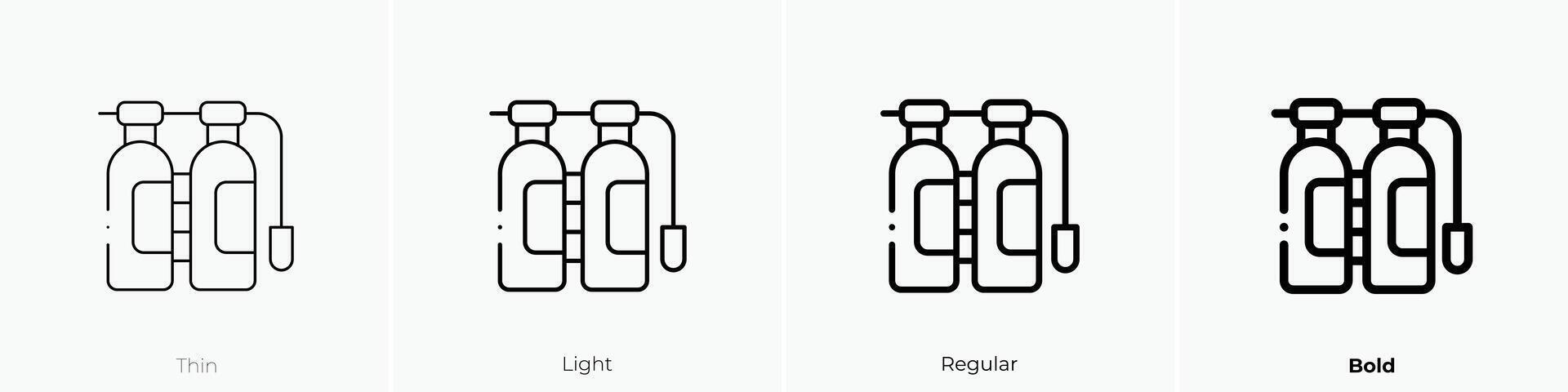 oxígeno tubo icono. delgado, luz, regular y negrita estilo diseño aislado en blanco antecedentes vector