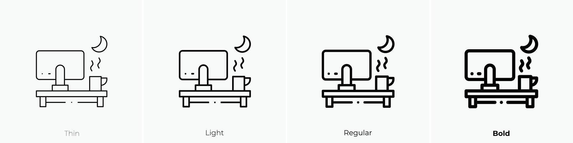 overtime icon. Thin, Light, Regular And Bold style design isolated on white background vector