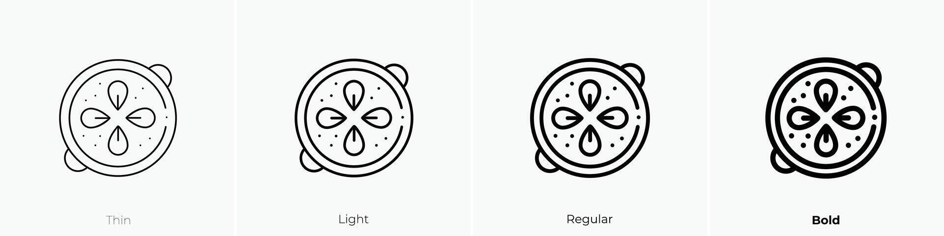paella icono. delgado, luz, regular y negrita estilo diseño aislado en blanco antecedentes vector