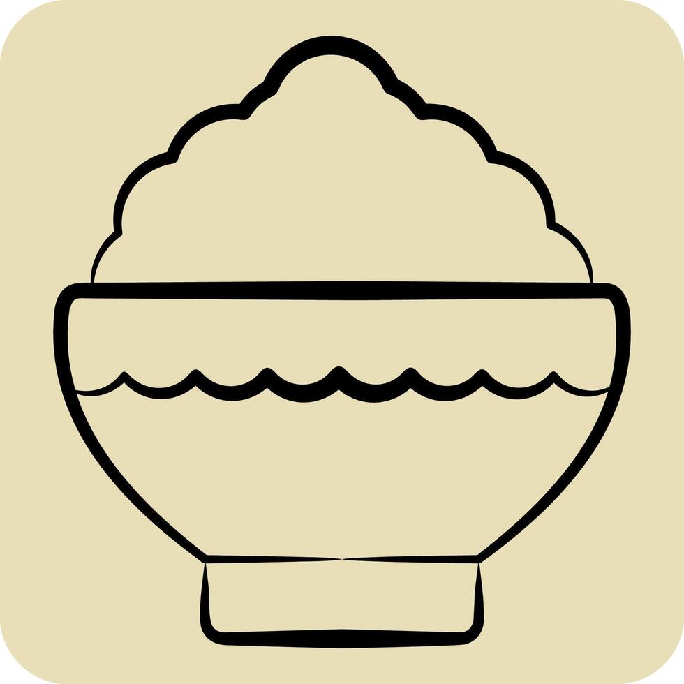 Icon Rice Bowl. related to Japan symbol. hand drawn style. simple design illustration. vector