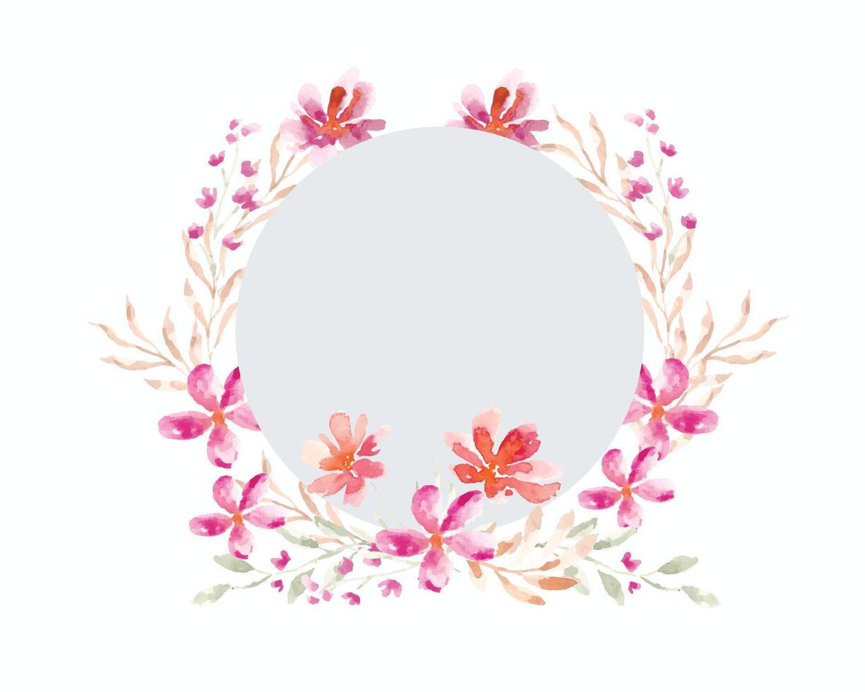 Wild Watercolor Flower and Leaves Wreath vector