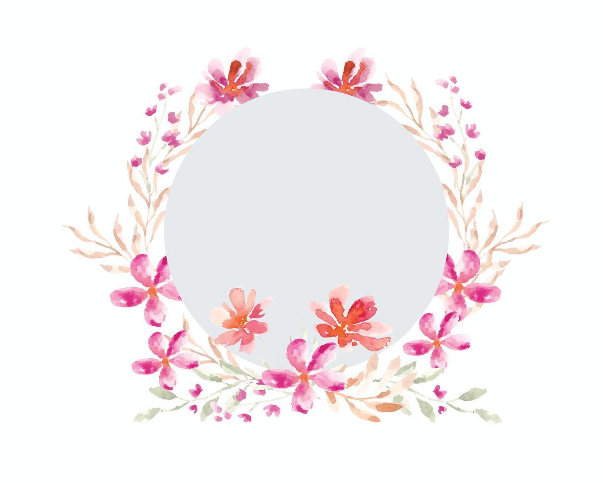 Wild Watercolor Flower and Leaves Wreath vector