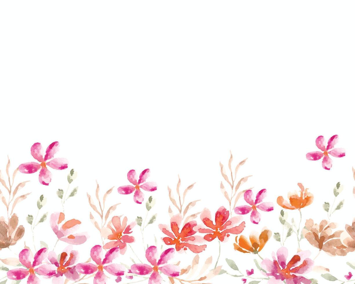 Wild Watercolor Flower and Leaves Background vector