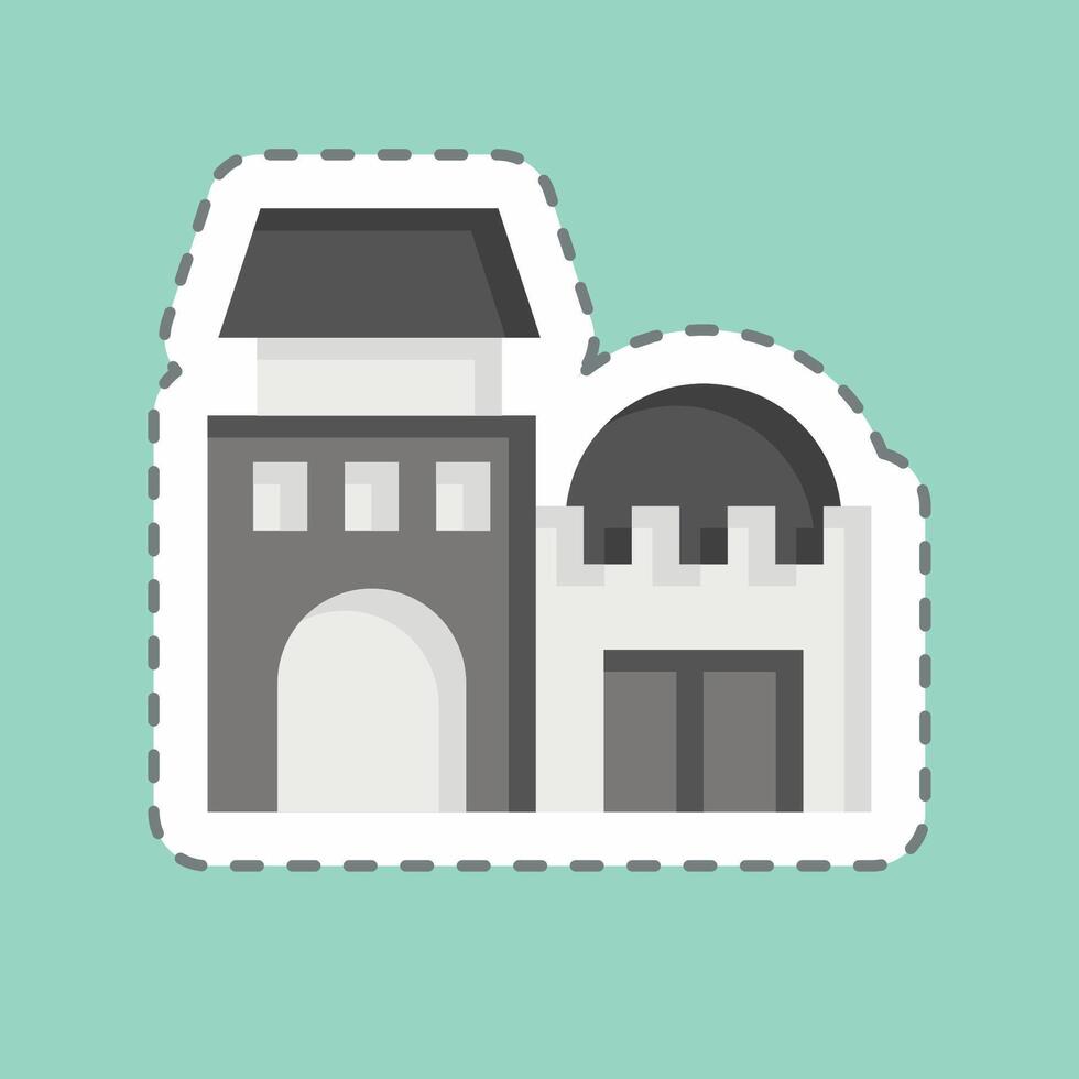 Sticker line cut Arab House. related to Qatar symbol. simple design illustration. vector