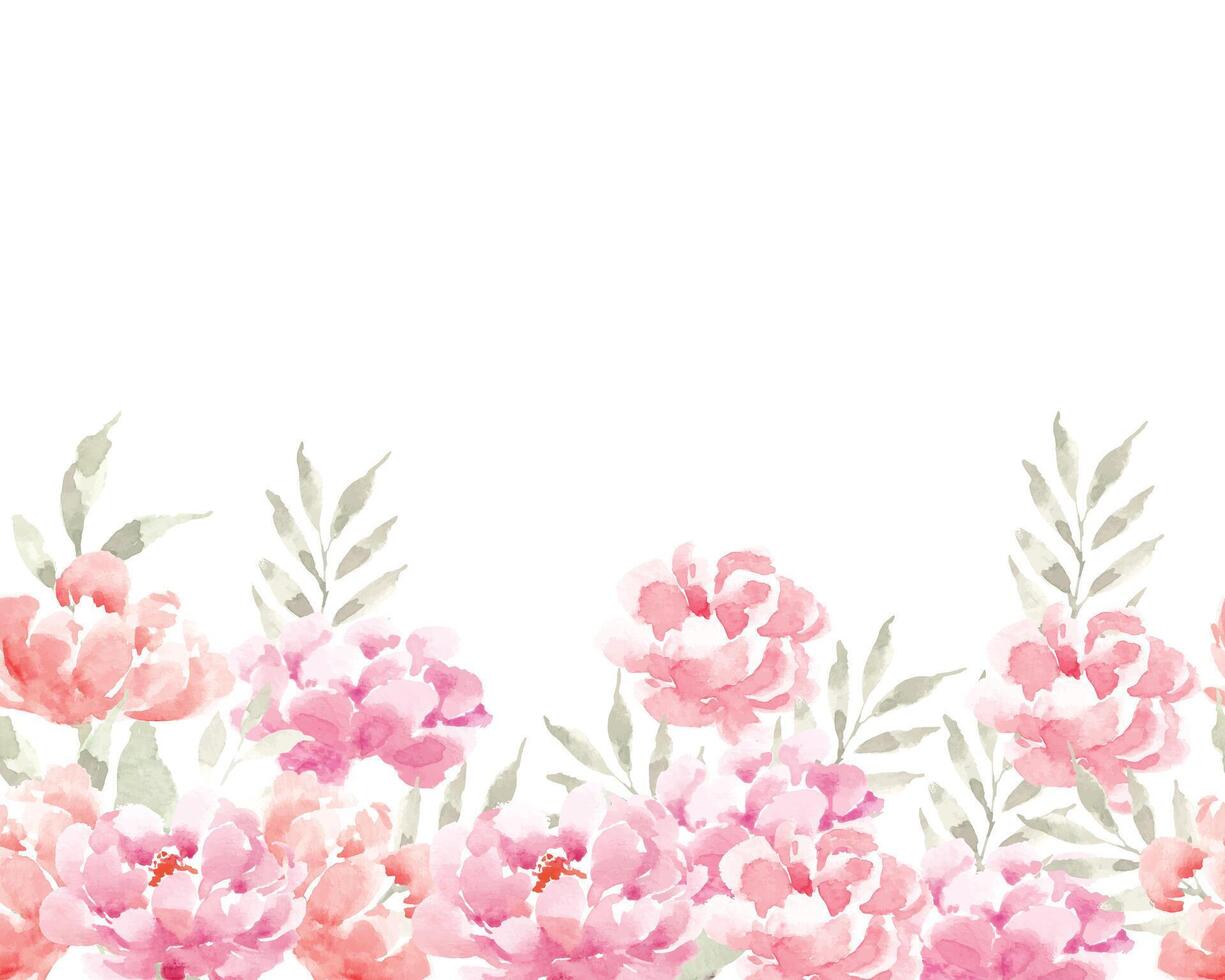 Pink and Orange Peony Watercolor Background vector