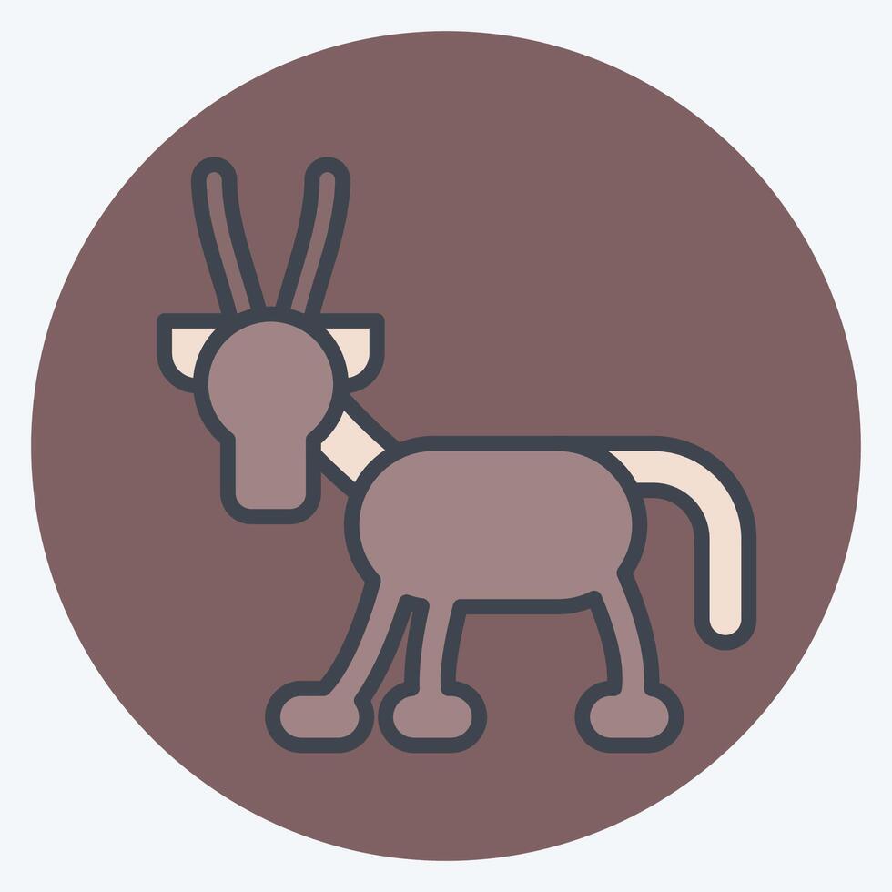 Icon Arabian Oryx. related to Qatar symbol. color mate style. simple design illustration. vector