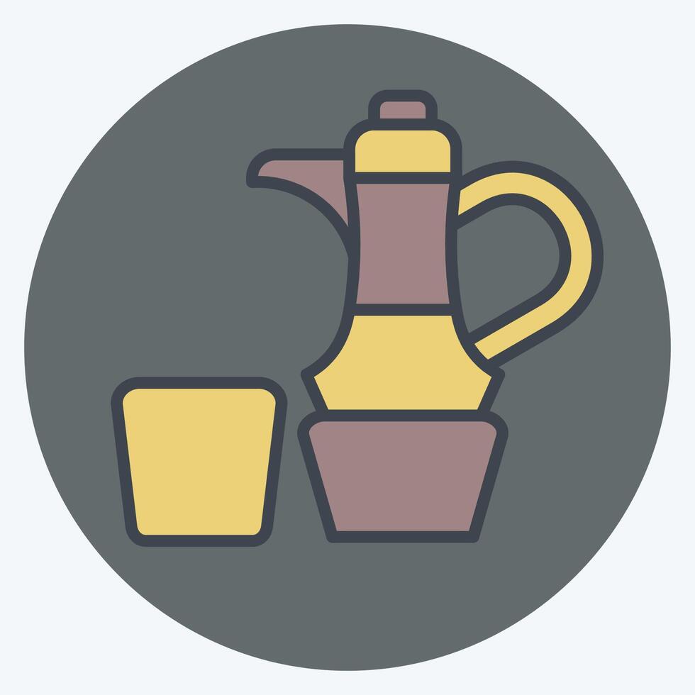 Icon Coffe. related to Qatar symbol. color mate style. simple design illustration. vector