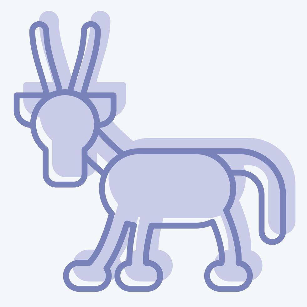 Icon Arabian Oryx. related to Qatar symbol. two tone style. simple design illustration. vector