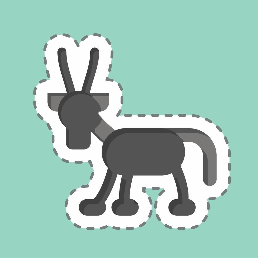 Sticker line cut Arabian Oryx. related to Qatar symbol. simple design illustration. vector