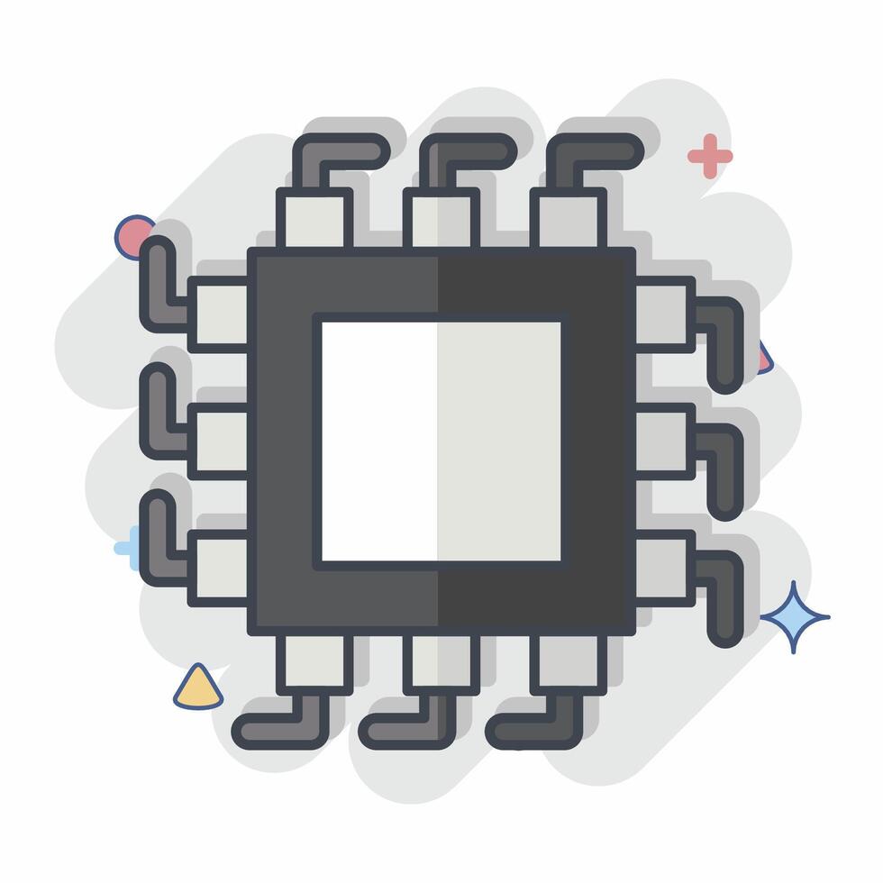 Icon Chip. related to Social Network symbol. comic style. simple design illustration vector