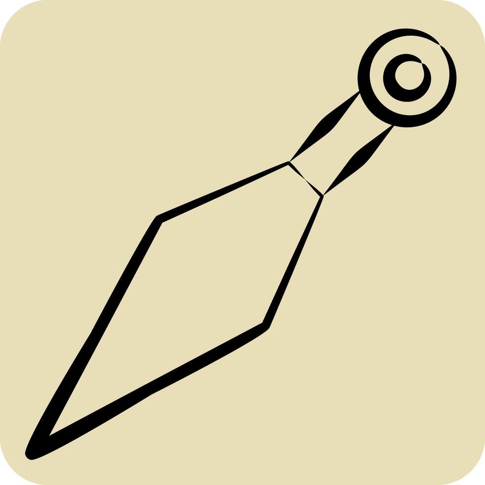 Icon Kunai. related to Japan symbol. hand drawn style. simple design illustration. vector