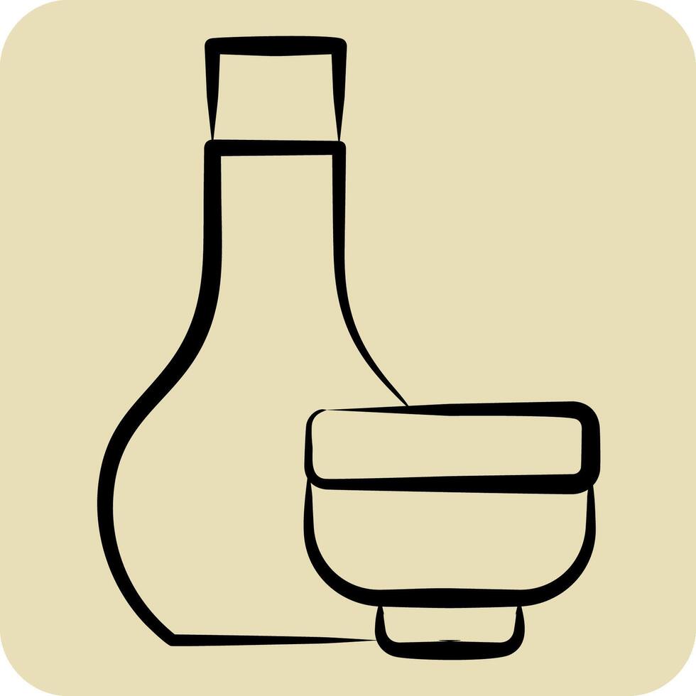 Icon Sake. related to Japan symbol. hand drawn style. simple design illustration. vector