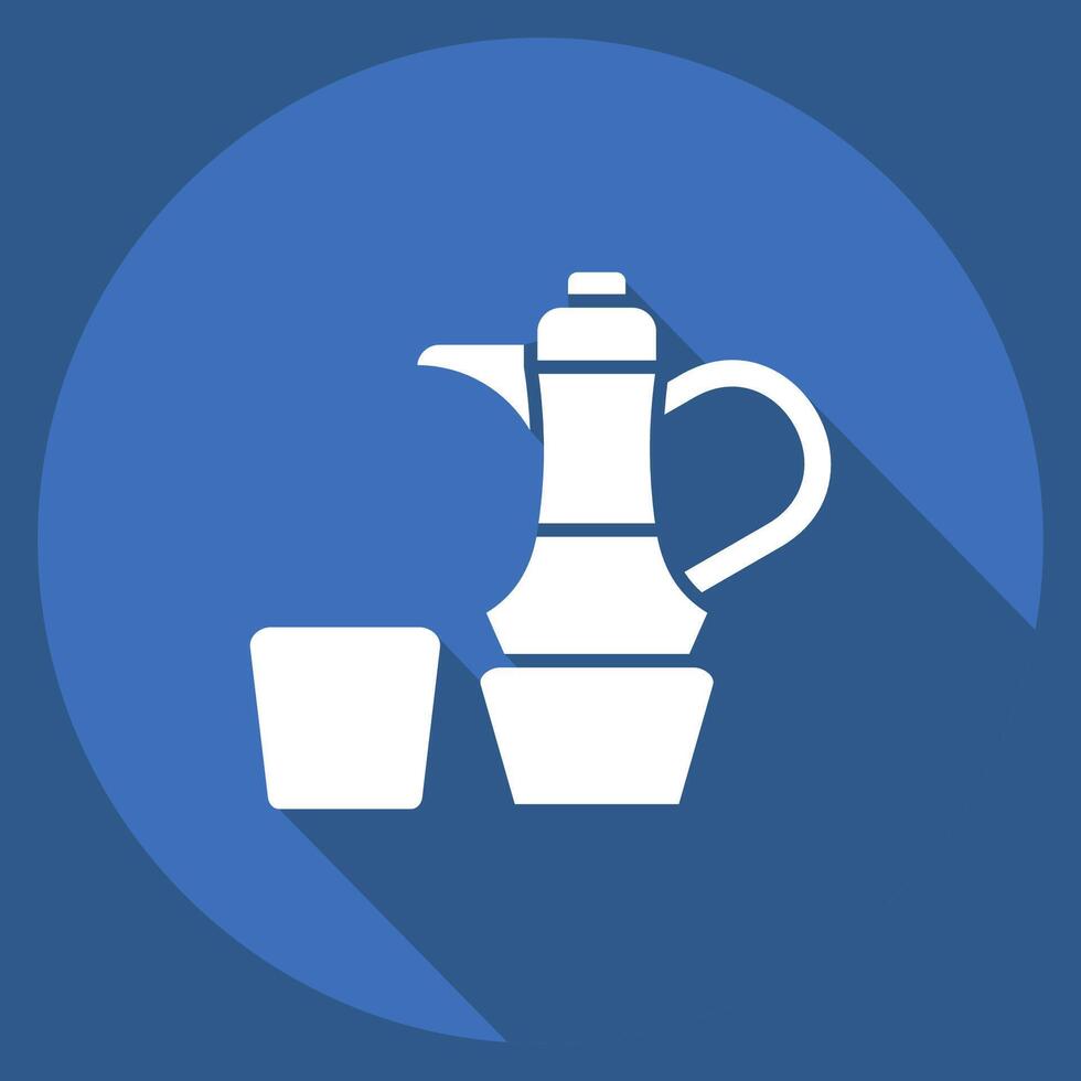 Icon Coffe. related to Qatar symbol. long shadow style. simple design illustration. vector