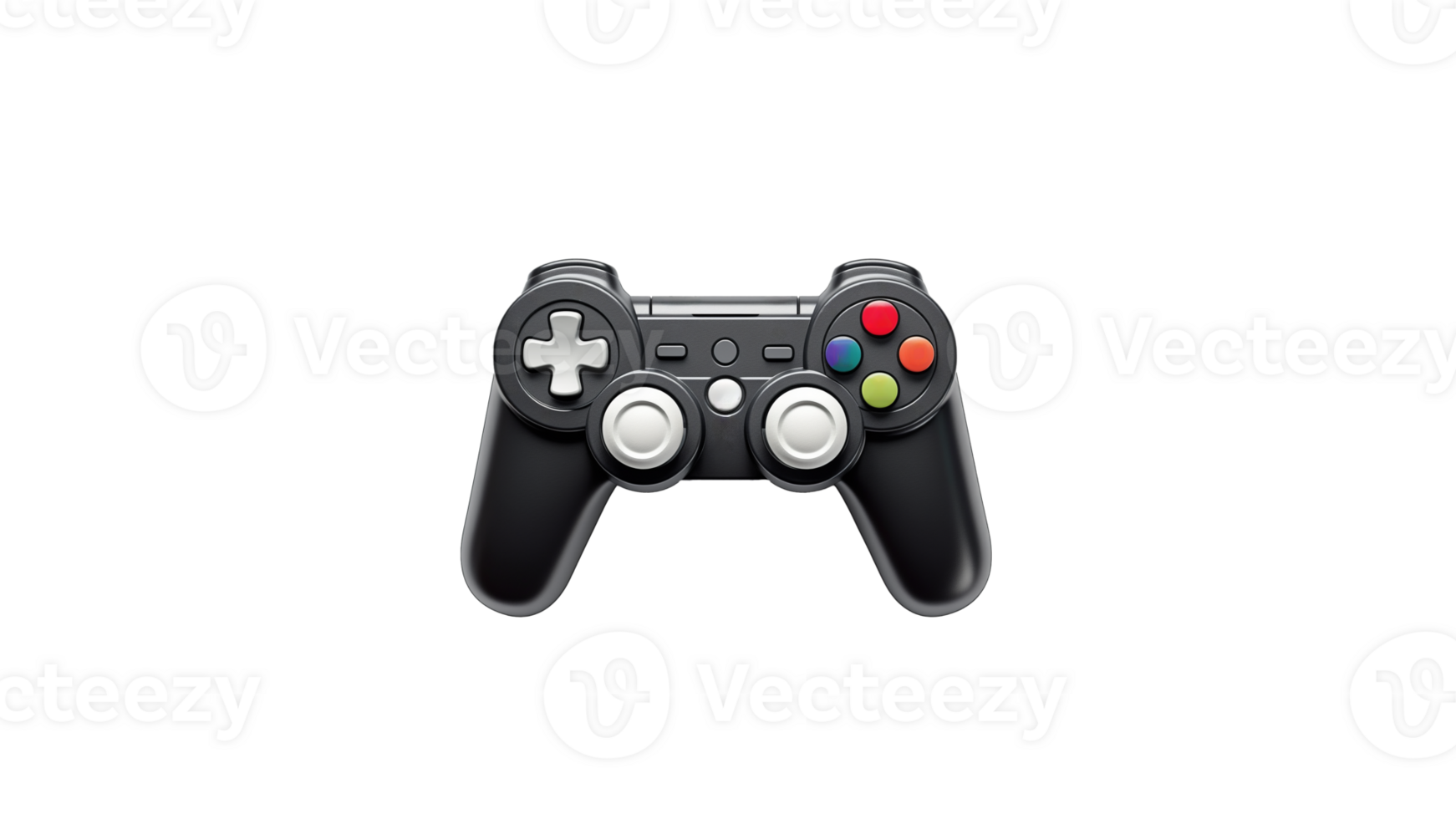 AI generated Black gamepad cut out. Gamer joystick on transparent background. Retro gamepad cutout png