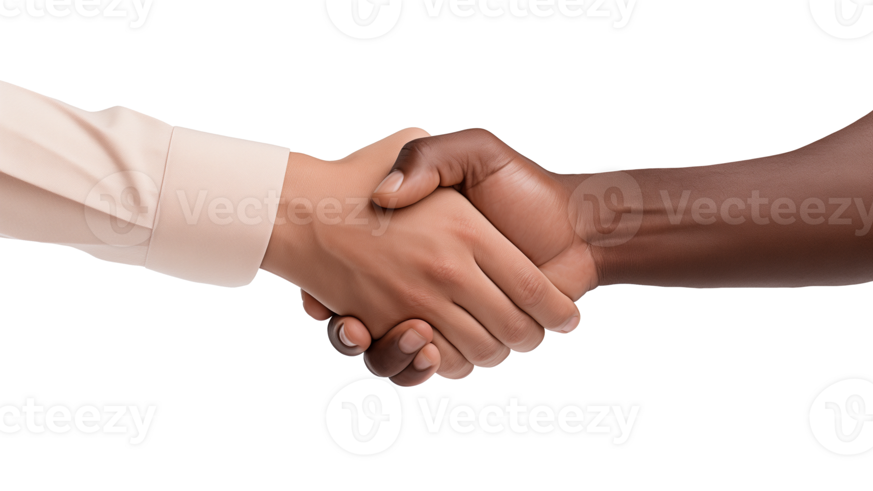 AI generated Man's handshake cut out. Handshake agreement on transparent background png